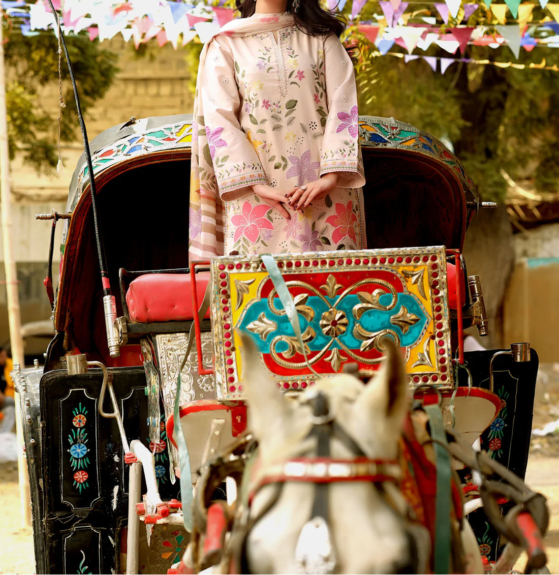 Grace S1503 - Embroidered 3pc CHIKANKARI Lawn Dress With Printed Lawn Dupatta.