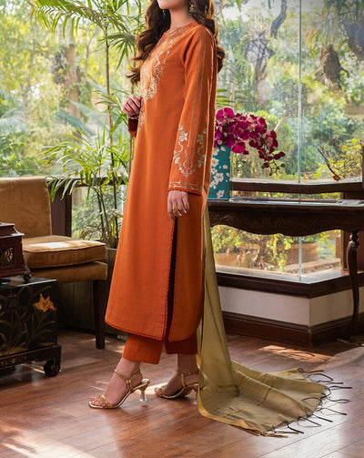 Grace Z-(W479)- Stitched Embroidered 3pc Marina Dress with Dyed shawl.