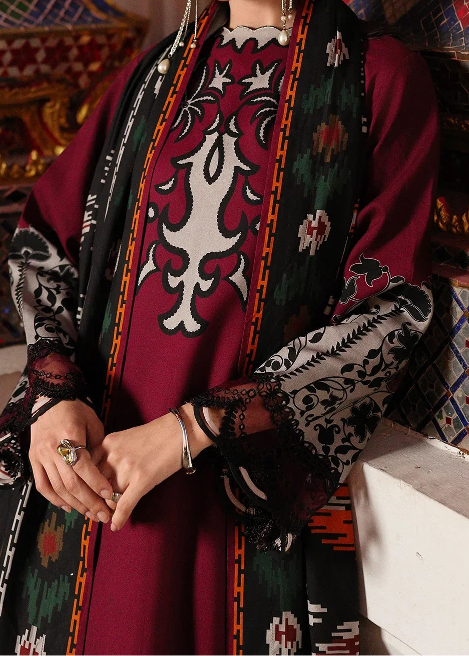 Grace W917 - Digital Printed 3pc Karandi Dress With Digital Printed Karandi Shawl.