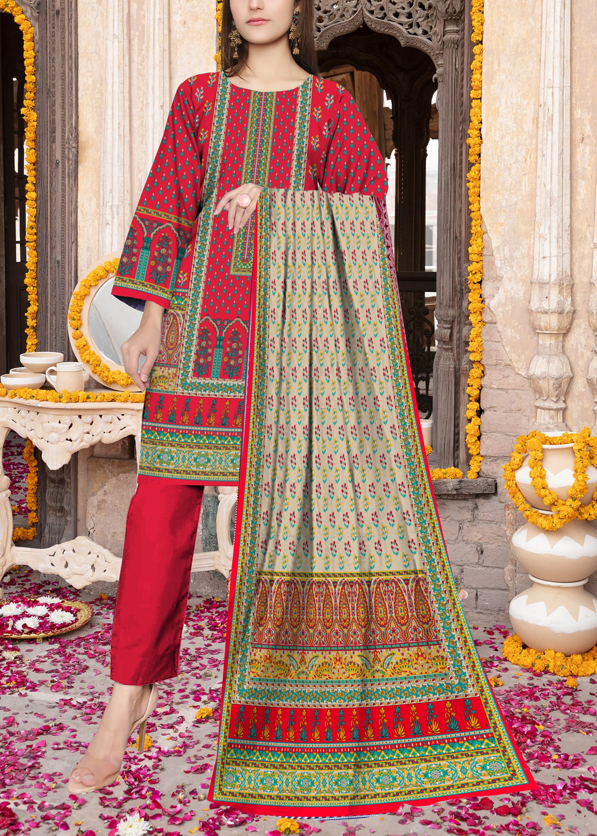 Grace S1041-Digital Printed 3pc Lawn Dress with Digital Printed Lawn Dupatta.