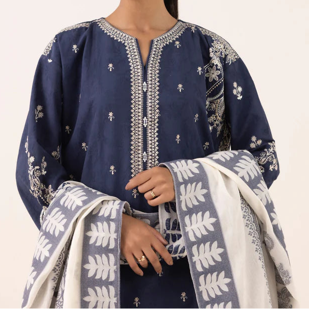 Grace W826-Embroidered 3pc Marina Dress With Printed Shawl.