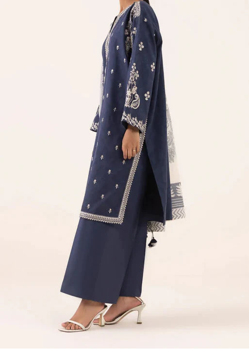 Grace Z-(W826) - Stitched Embroidered 3pc Marina Dress With Printed Shawl.