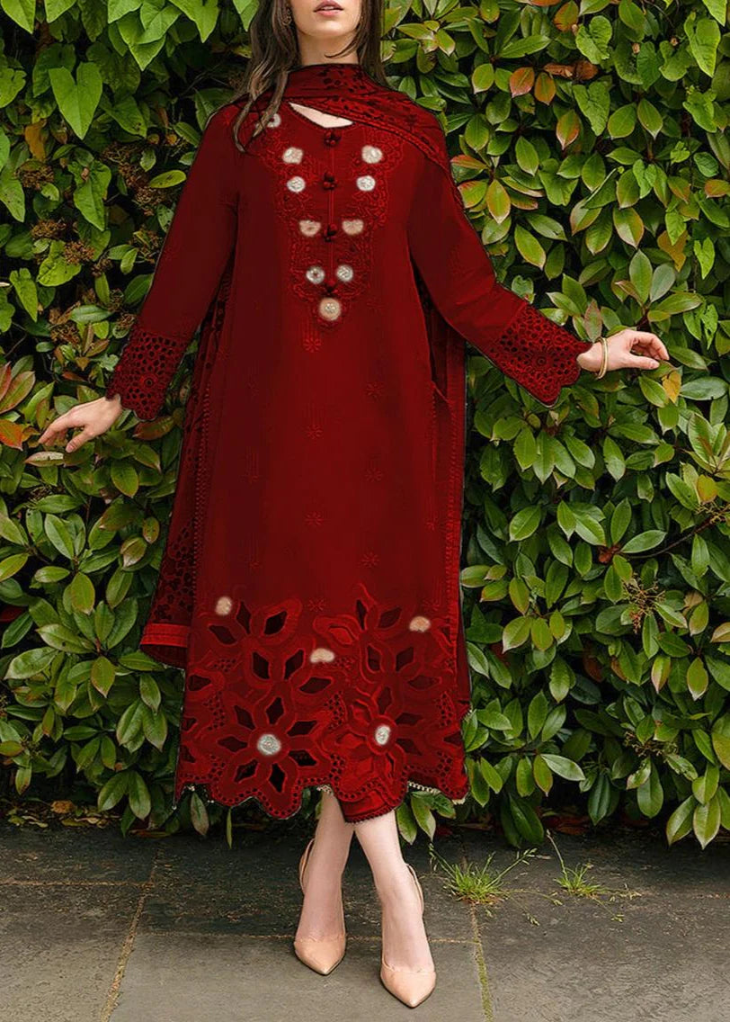 Grace Z(S1016)- Stitched Embroidered 3pc Lawn dress with Printed Munar Dupatta.