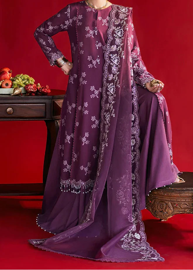 Grace Z-(W864) - Stitched Embroidered Sequence 3pc Marina Dress With Embroidered Sequence Chiffon Dupatta.