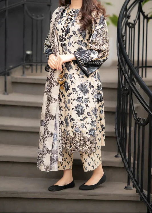 Grace W908 - Digital Printed 3pc Karandi Dress With Digital Printed Karandi Shawl.