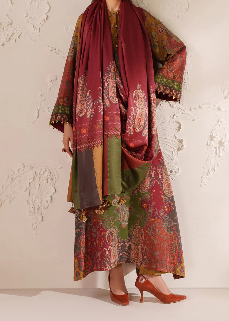 Grace W847 - Digital Printed 3pc Karandi Dress With Digital Printed Karandi Shawl.