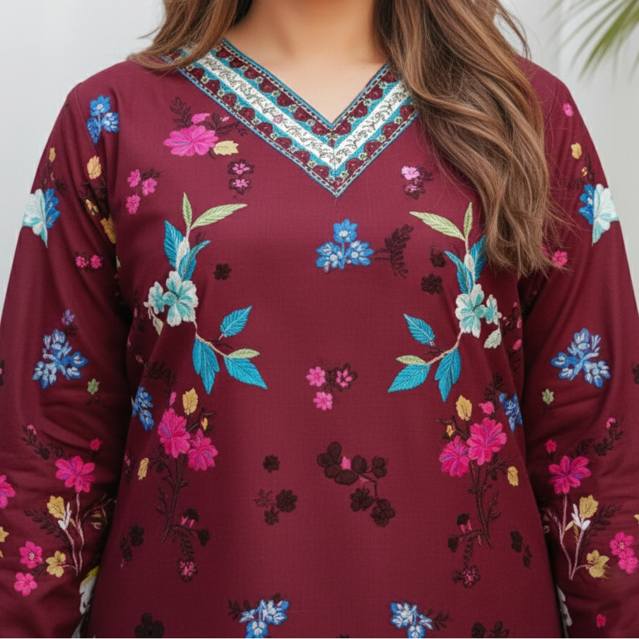 Grace W968- Digital Printed 2pc Karandi Dress.