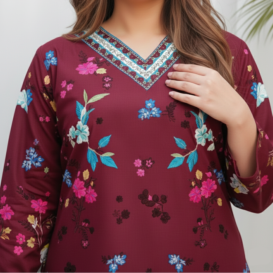 Grace W968- Digital Printed 2pc Karandi Dress.