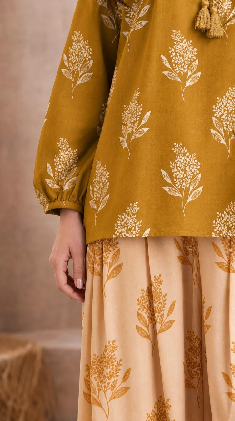 Grace Z-(W1060) - Stitched Digital Printed 2pc Silk Dress.