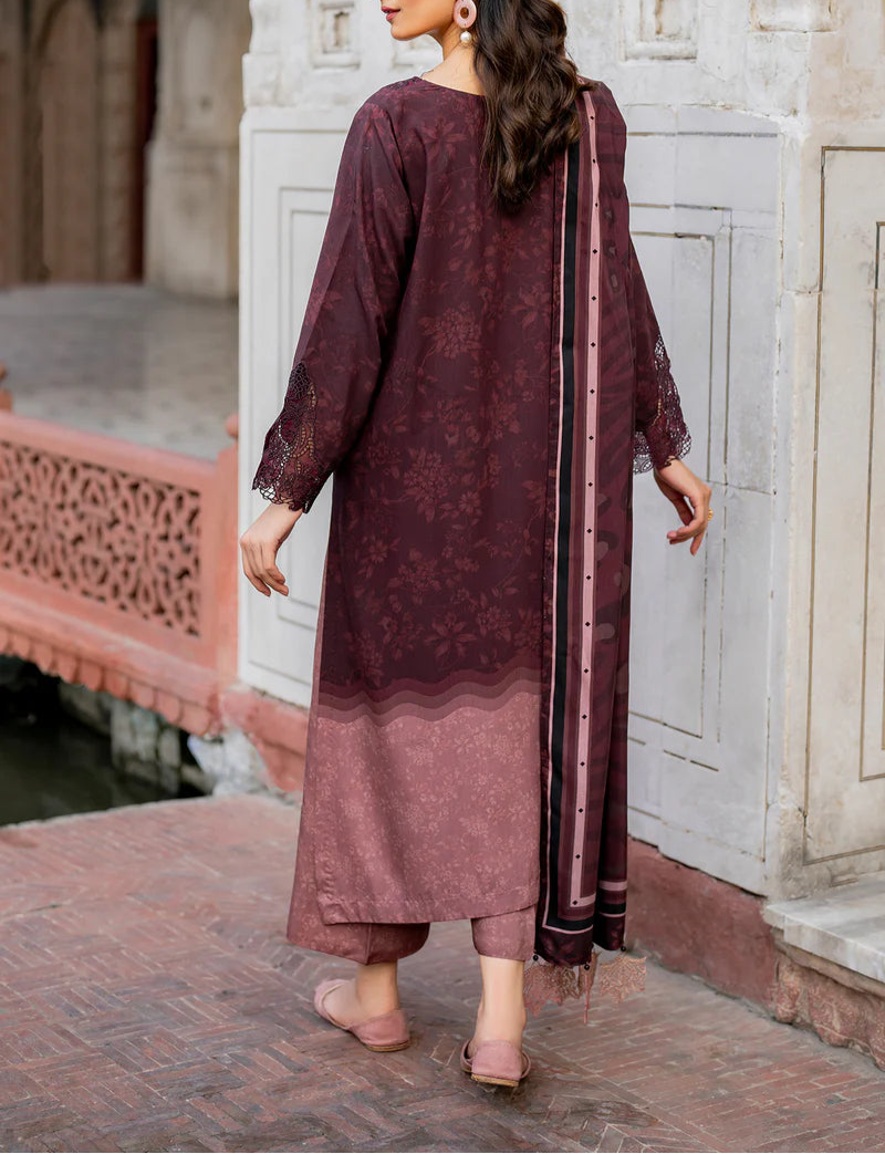 Grace W574-Printed 3pc karandi Dress With Printed karandi Shawl.