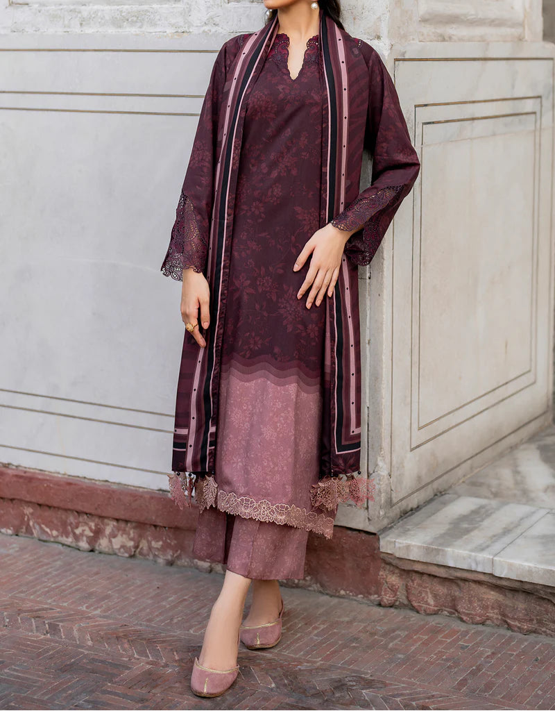 Grace W574-Printed 3pc karandi Dress With Printed karandi Shawl.