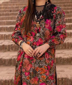 Grace W247- Digital Printed 3pc linen dress with Printed Linen dupatta.