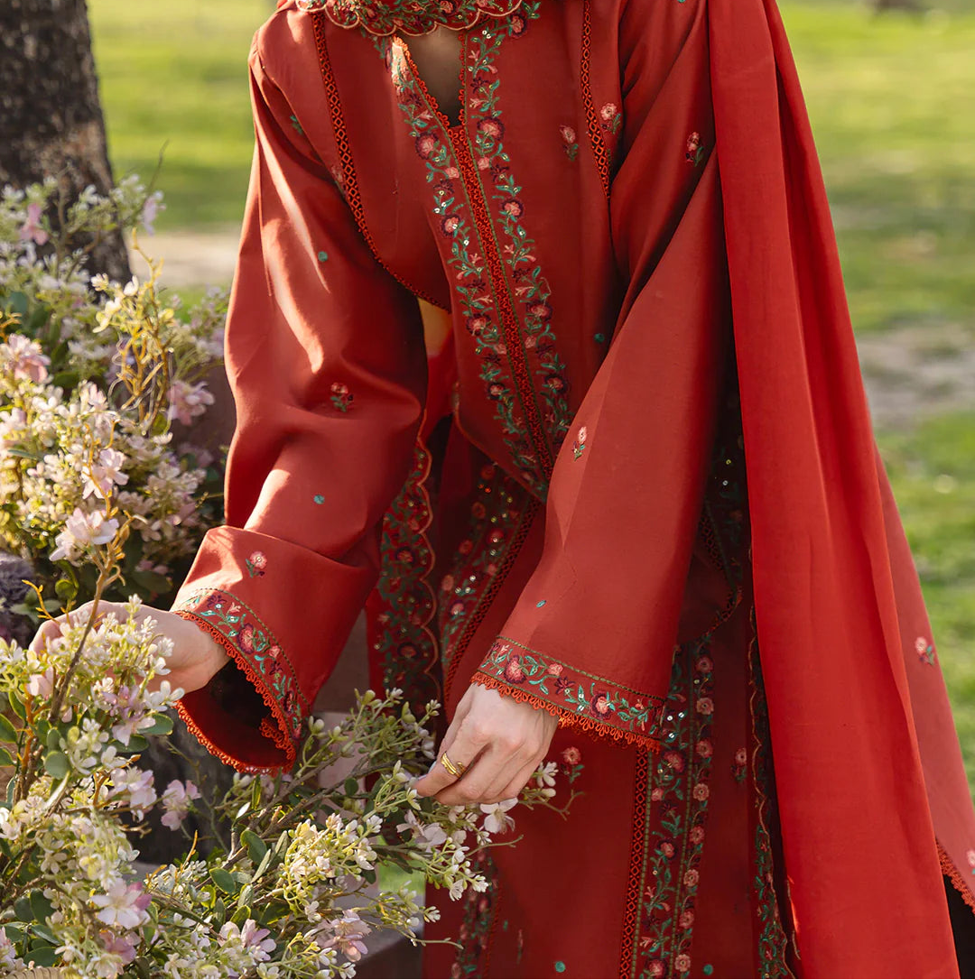 Grace S1557 - Embroidered 3pc Lawn Dress With Printed Chiffon Dupatta.