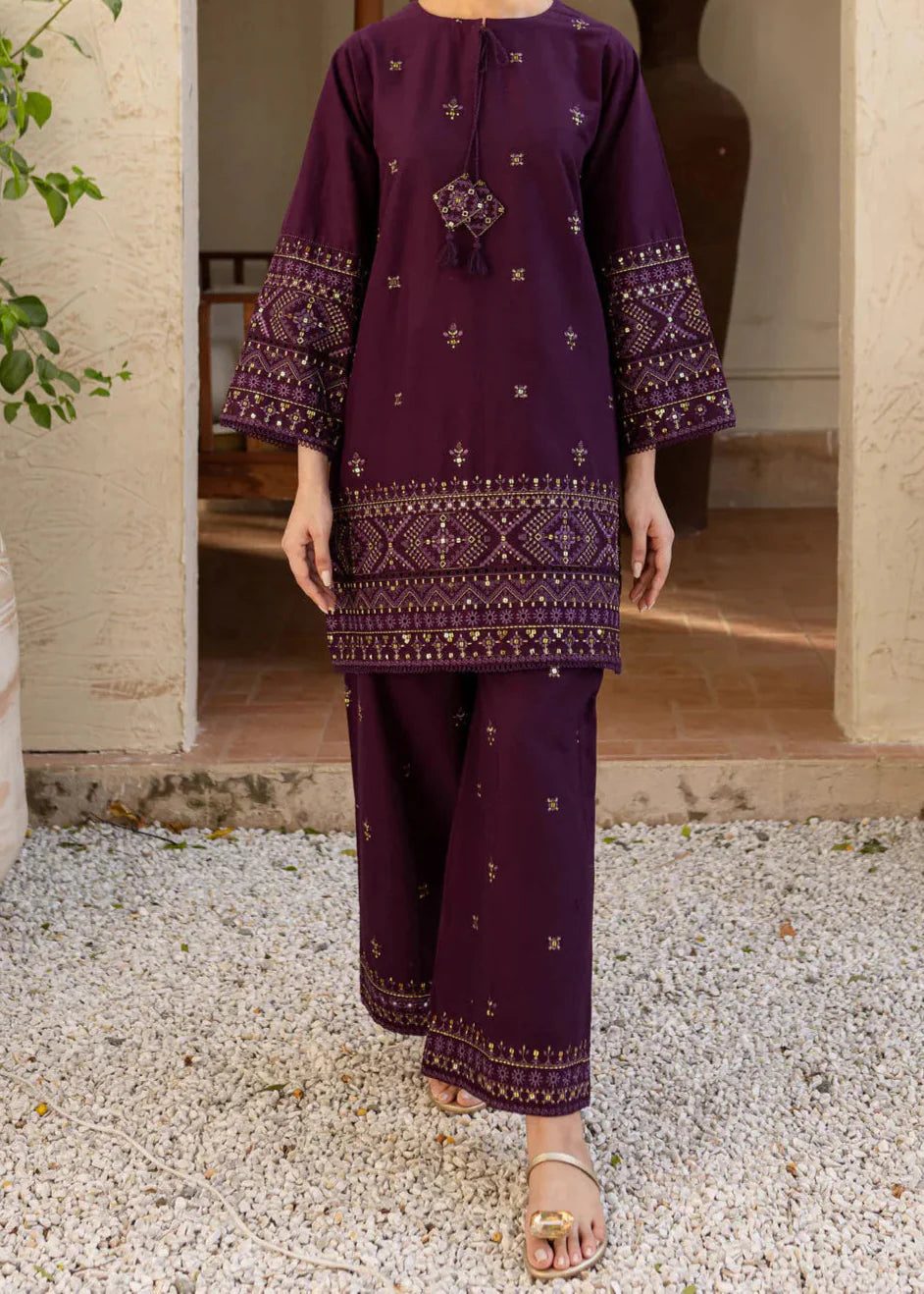 Grace Z-(W719) - Stitched Embroidered 2pc Marina Dress