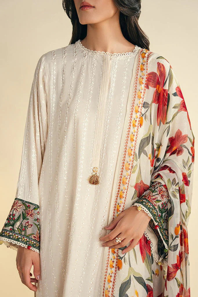 Grace S1155-Embroidered 3pc Lawn Dress With Printed Munar Dupatta.