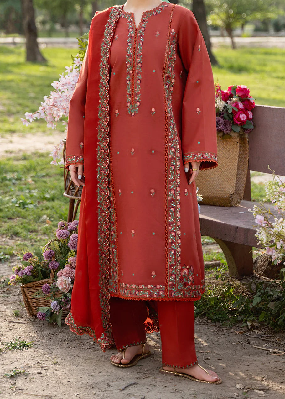 Grace S1557 - Embroidered 3pc Lawn Dress With Printed Chiffon Dupatta.