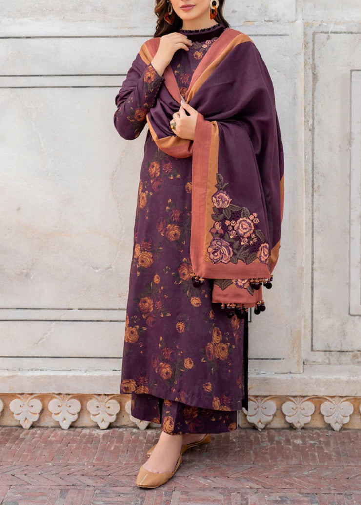 Grace W587-Printed 3pc karandi Dress With Printed karandi Shawl.