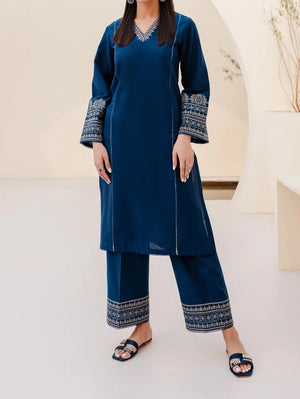 Grace W447- Embroidered 2pc Linen dress