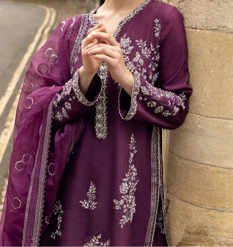 Grace S1249-Embroidered 3pc Lawn Dress With Embroidered Organza Dupatta.