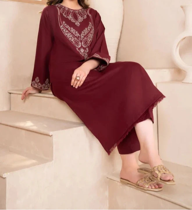 Grace W561- Embroidered 2Pc marina Dress