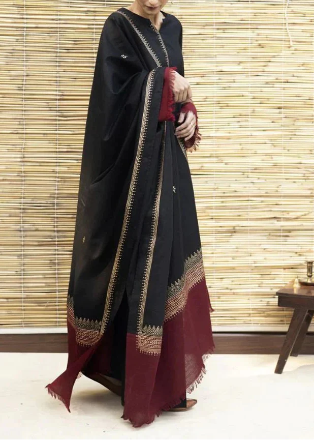 Grace Z-(W573)- Stitched Embroidered 3pc marina dress with Printed Shawl.