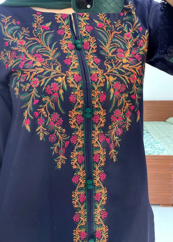 Grace Z-(W942) - Stitched Embroidered 2PC Khaddar Dress.