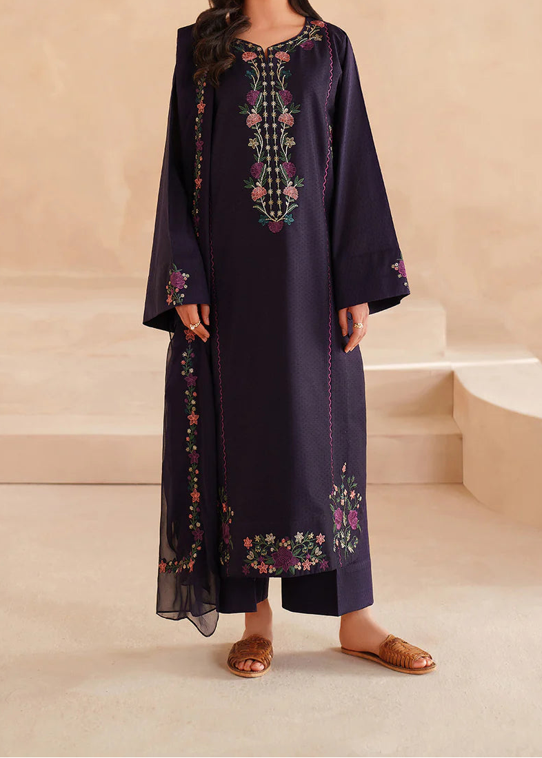 Grace S1443-Embroidered 3pc Lawn Dress With Embroidered Chiffon Dupatta.