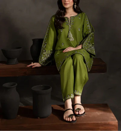 Grace Z-(S1095)- Stitched Embroidered 2PC Lawn Dress.