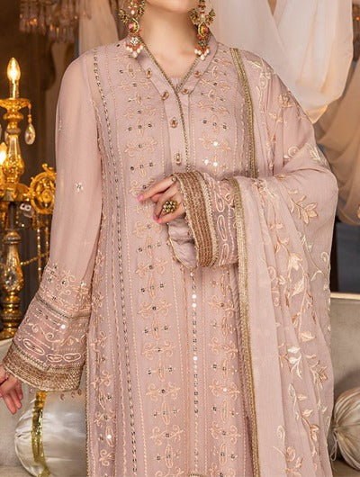 Tea Rose – Embroidered Chiffon Unstitched 3Pc Suit