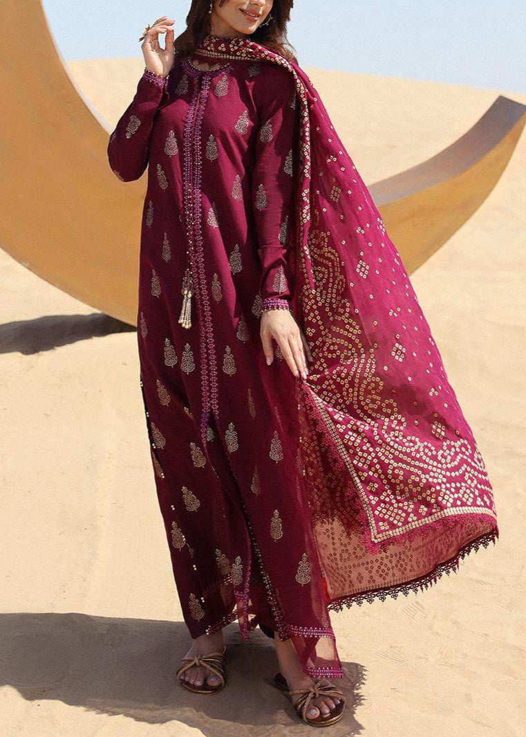 Grace S1018-Embroidered 3pc Lawn dress with Printed Munar Dupatta.