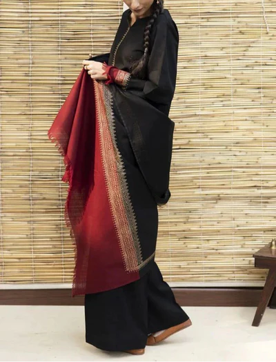 Grace Z-(W573)- Stitched Embroidered 3pc marina dress with Printed Shawl.