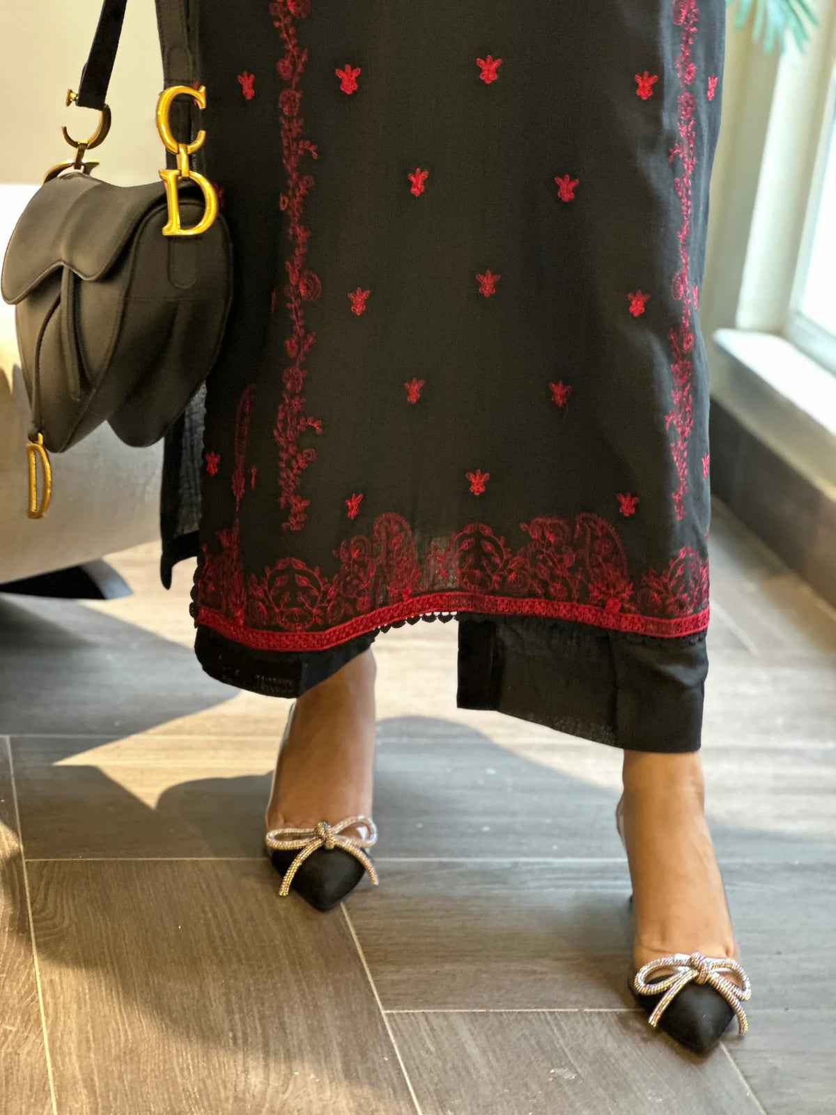 Grace Z-(W634)- Stitched Embroidered 2Pc Linen Dress.