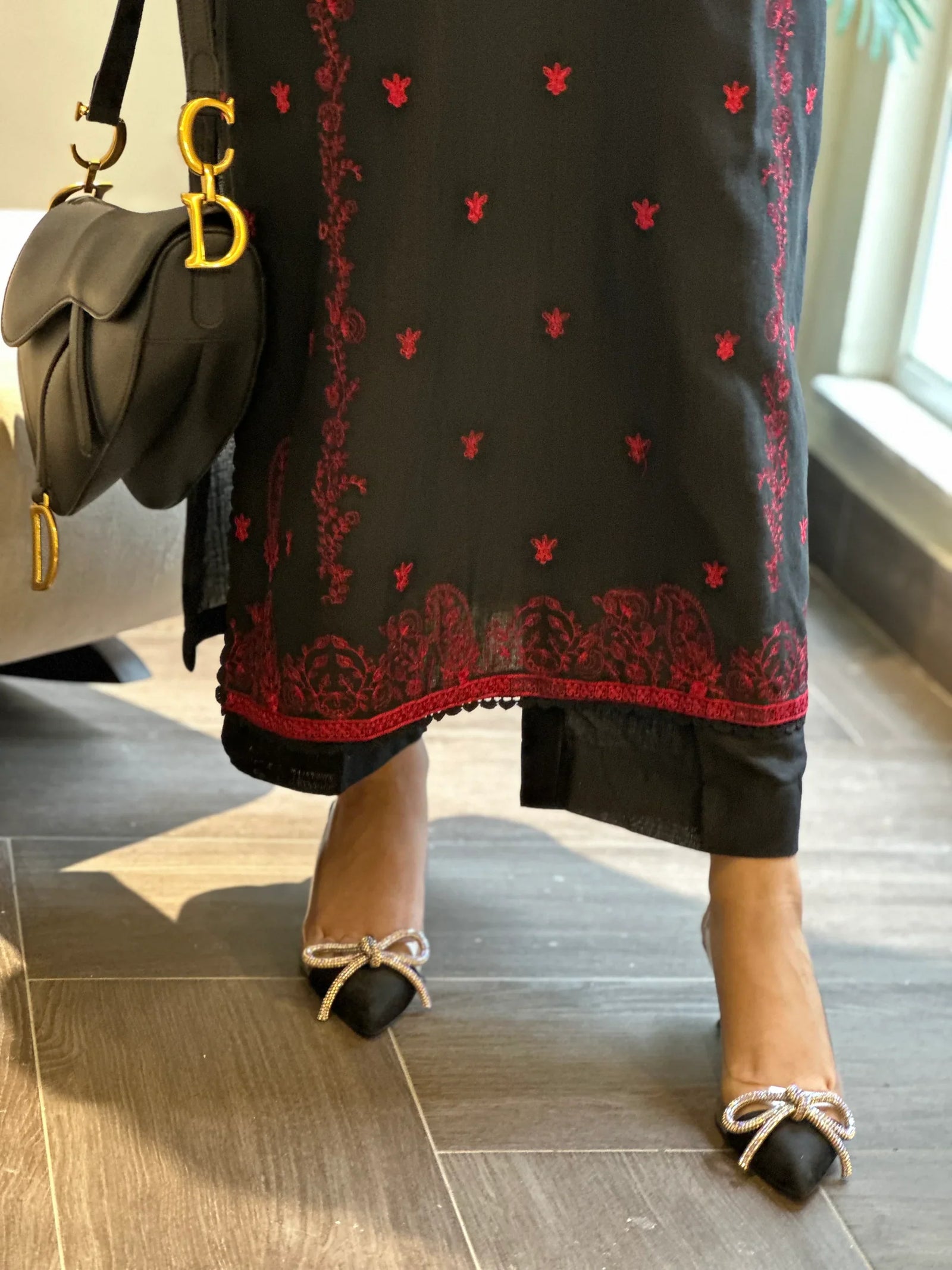 Grace Z-(W634)- Stitched Embroidered 2Pc Linen Dress.