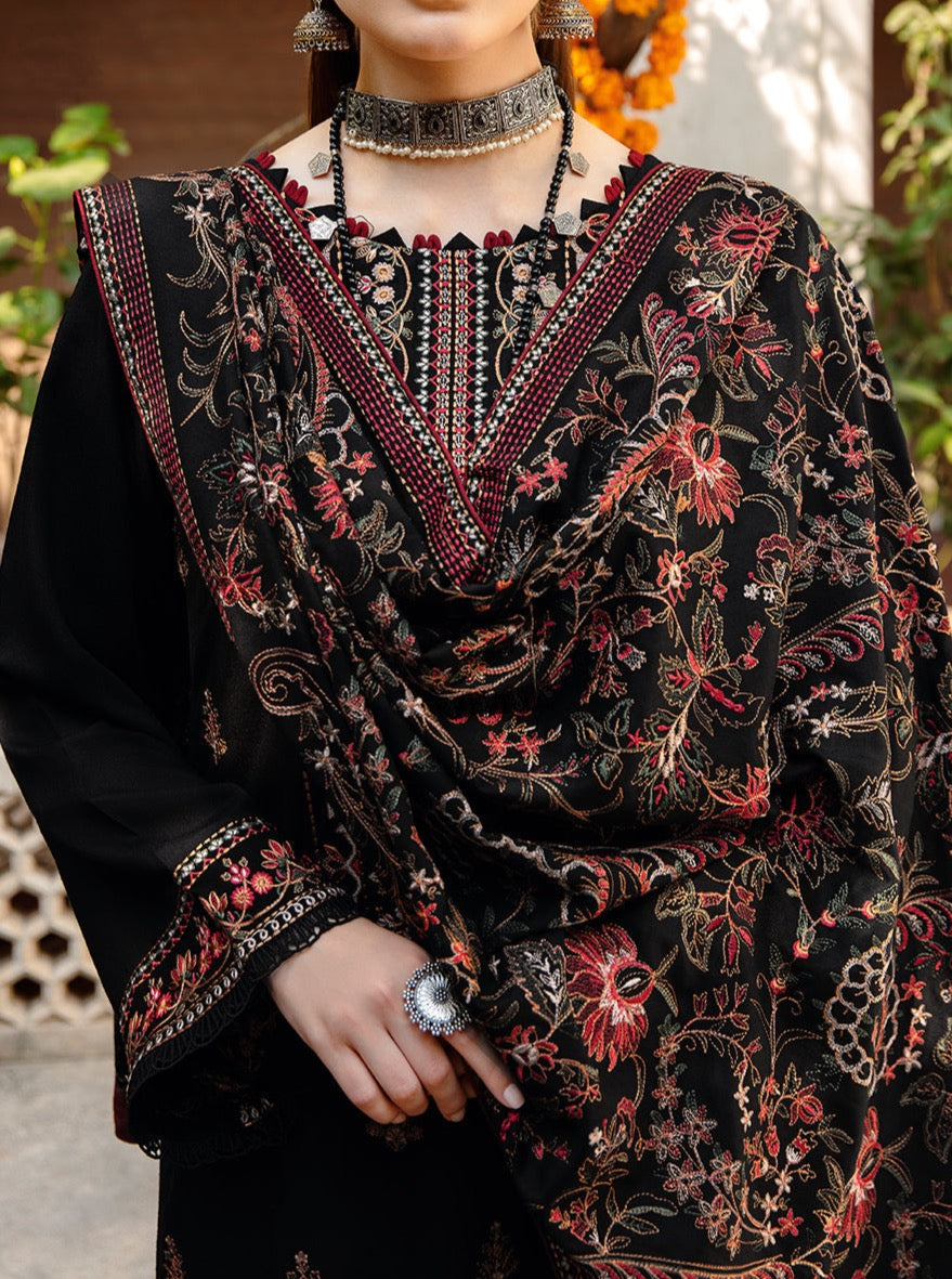 Grace W189-Embroidered 3pc marina dress with Embroidered marina shawl.