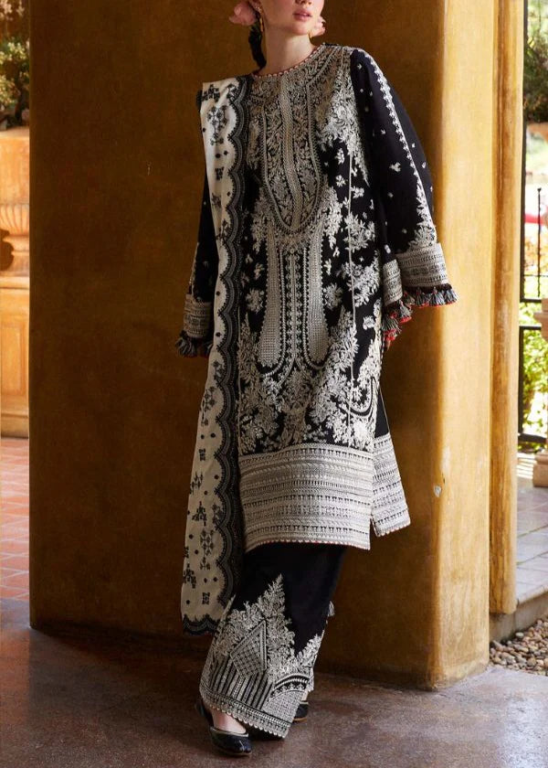 Grace Z119- Stitched Embroidered 3pc Lawn Dress With Embroidered munar Net Dupatta.