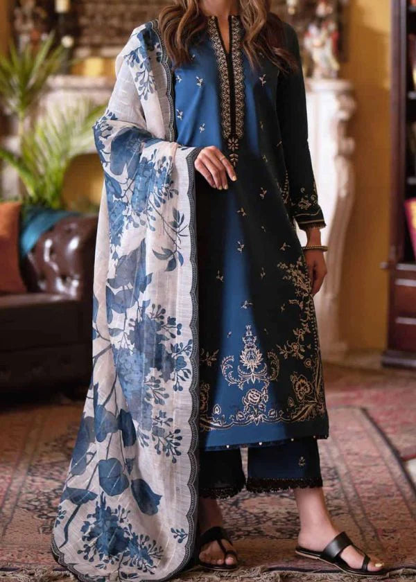 Grace S1002-Embroidered 3pc Lawn dress with Printed Munar Dupatta.