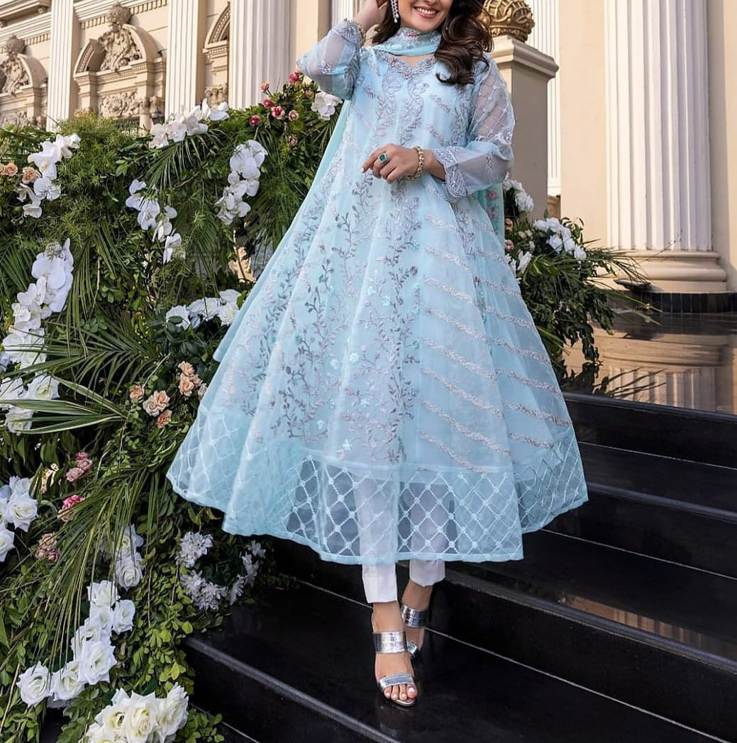 Grace S400 -Embroidered 3pc organza dress with embroidered organza dup - gracestore.pk Grace S400 -Embroidered 3pc organza dress with embroidered organza dup - gracestore.pk