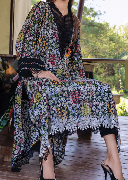 Grace S1362 - Printed & Embroidered 3pc Chickankari Lawn Dress With Embroidered Sequence Chiffon Dupatta.