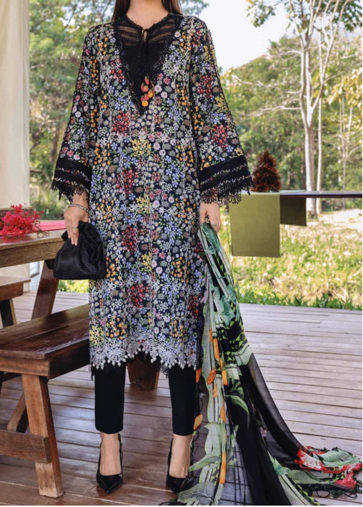 Grace S1362 - Printed &amp; Embroidered 3pc Chickankari Lawn Dress With Embroidered Sequence Chiffon Dupatta.