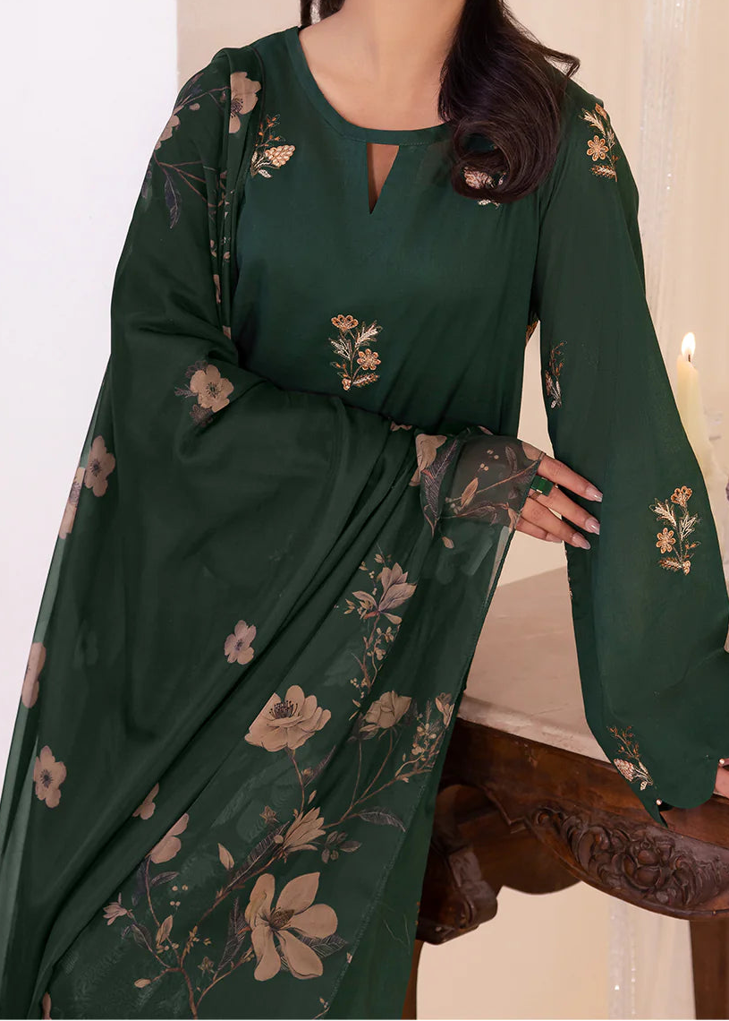 Grace W829-Embroidered 3pc Marina Dress With Printed Shawl.