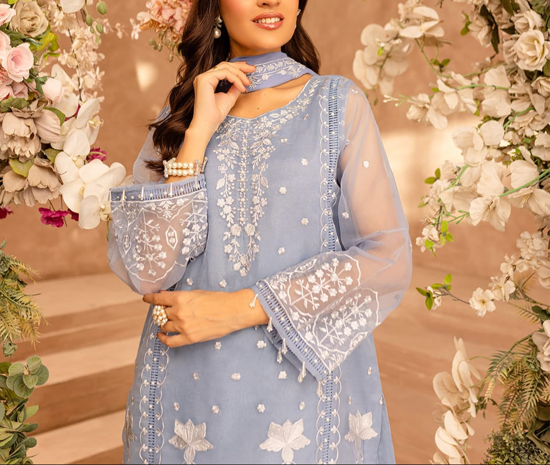FAIRY GLOW– Embroidered Chiffon Unstitched 3Pc Suit.