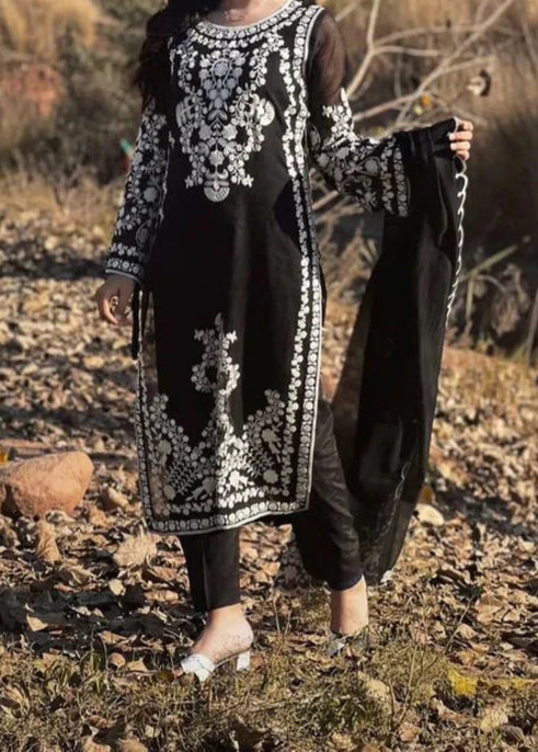 Grace W736-Embroidered 3pc Marina Dress With Embroidered Chiffon Dupatta