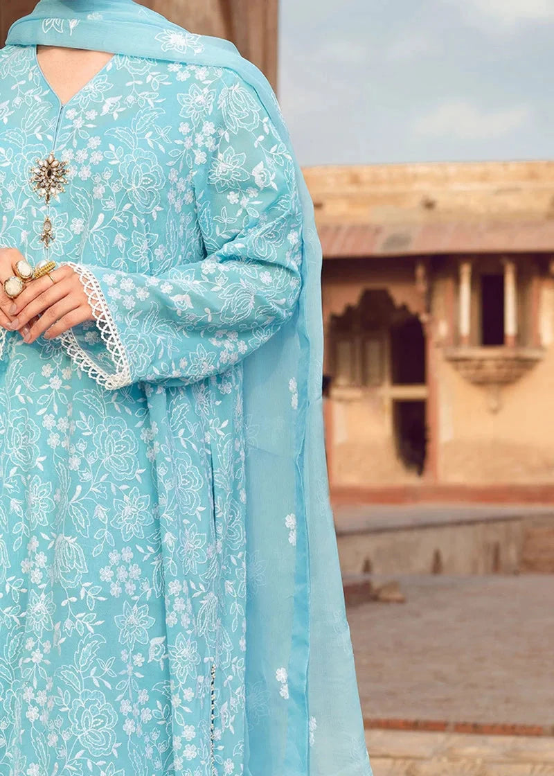 Grace S723-Embroidered 3pc Lawn Dress With Embroidered Chiffon Dupatta.