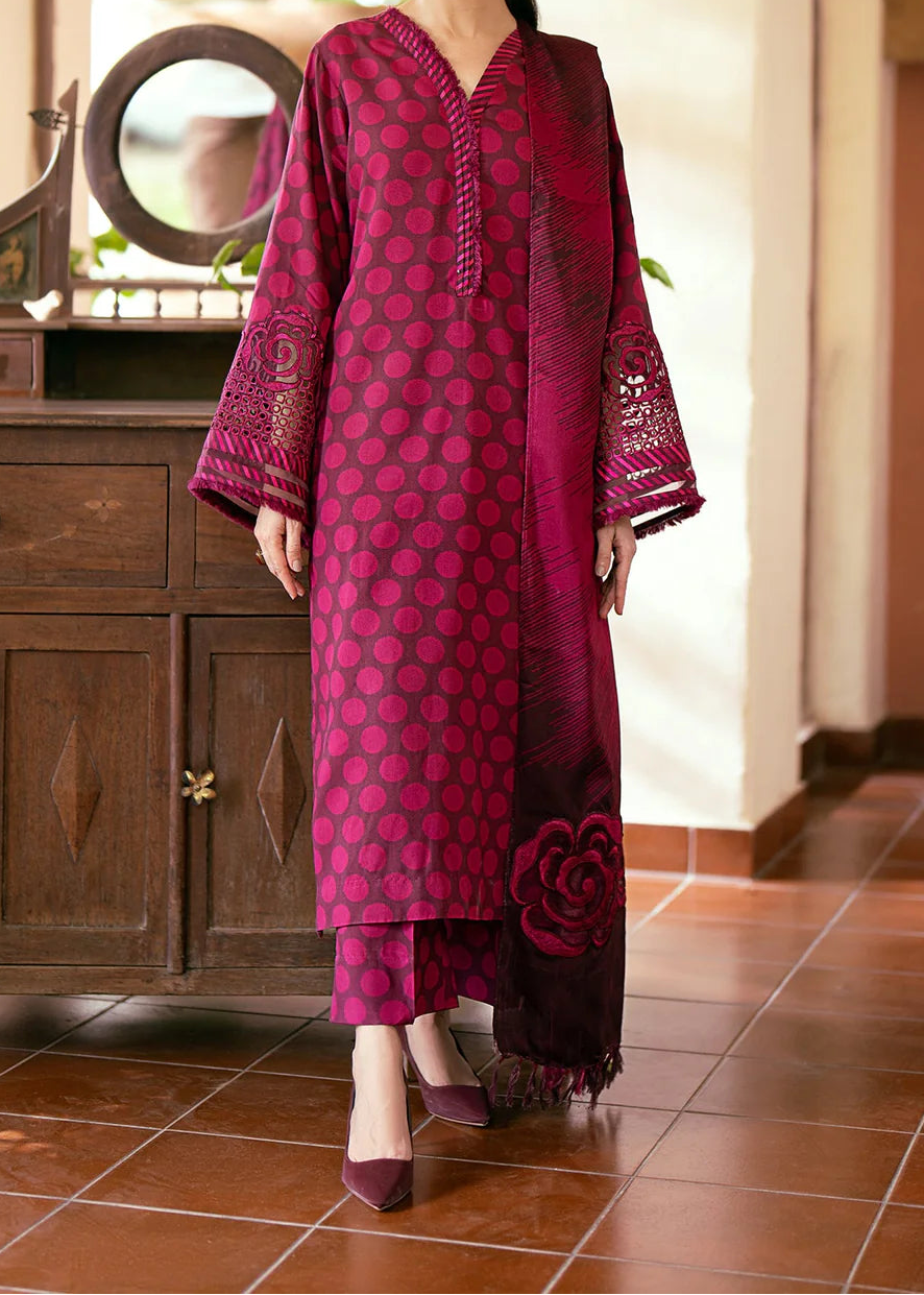 Grace W814 - Digital Printed 3pc Karandi Dress With Digital Printed Karandi Shawl.