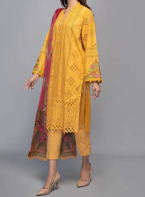 Grace S500-Embroidered 3pc lawn chickan dress with printed silk dupatta.