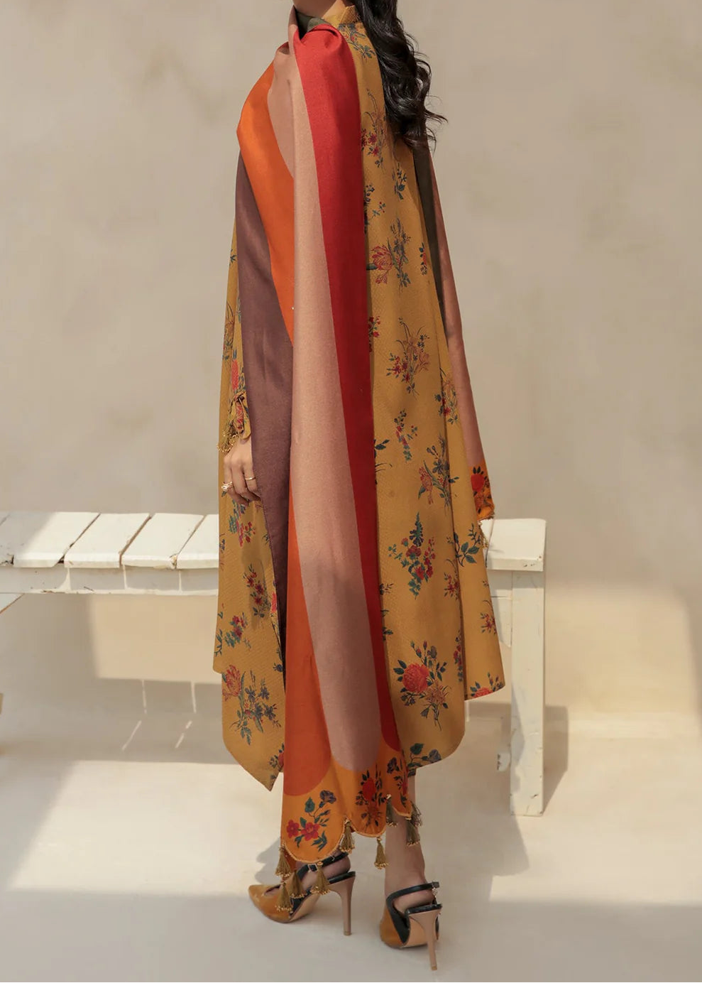 Grace W835 - Digital Printed 3pc Karandi Dress With Digital Printed Karandi Shawl.