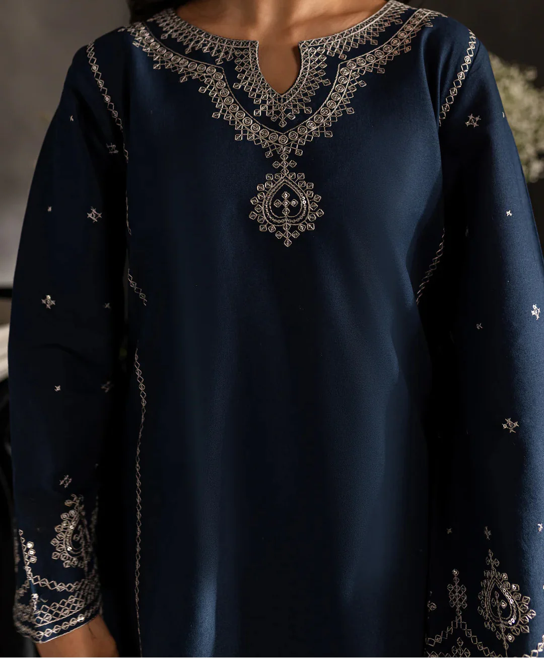 Grace Z-(W769 ) - Stitched Embroidered Sequence 2pc Marina Dress.