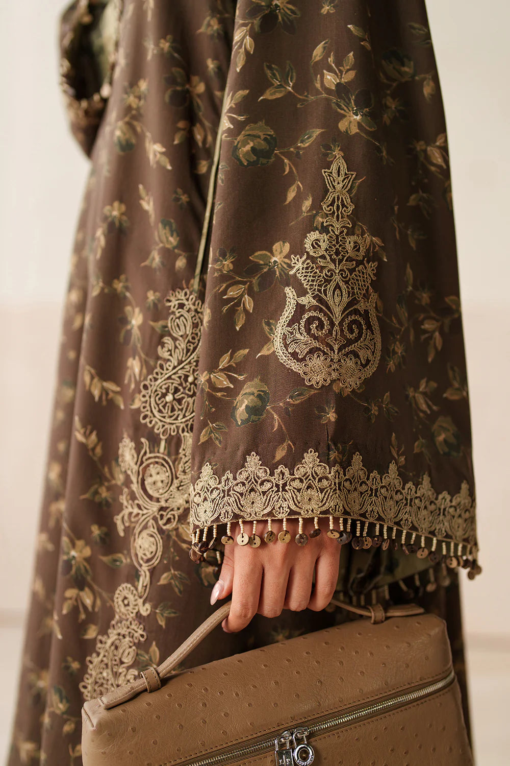 Grace W765 - Digital Printed 3pc Karandi Dress With Digital Printed Karandi Shawl.