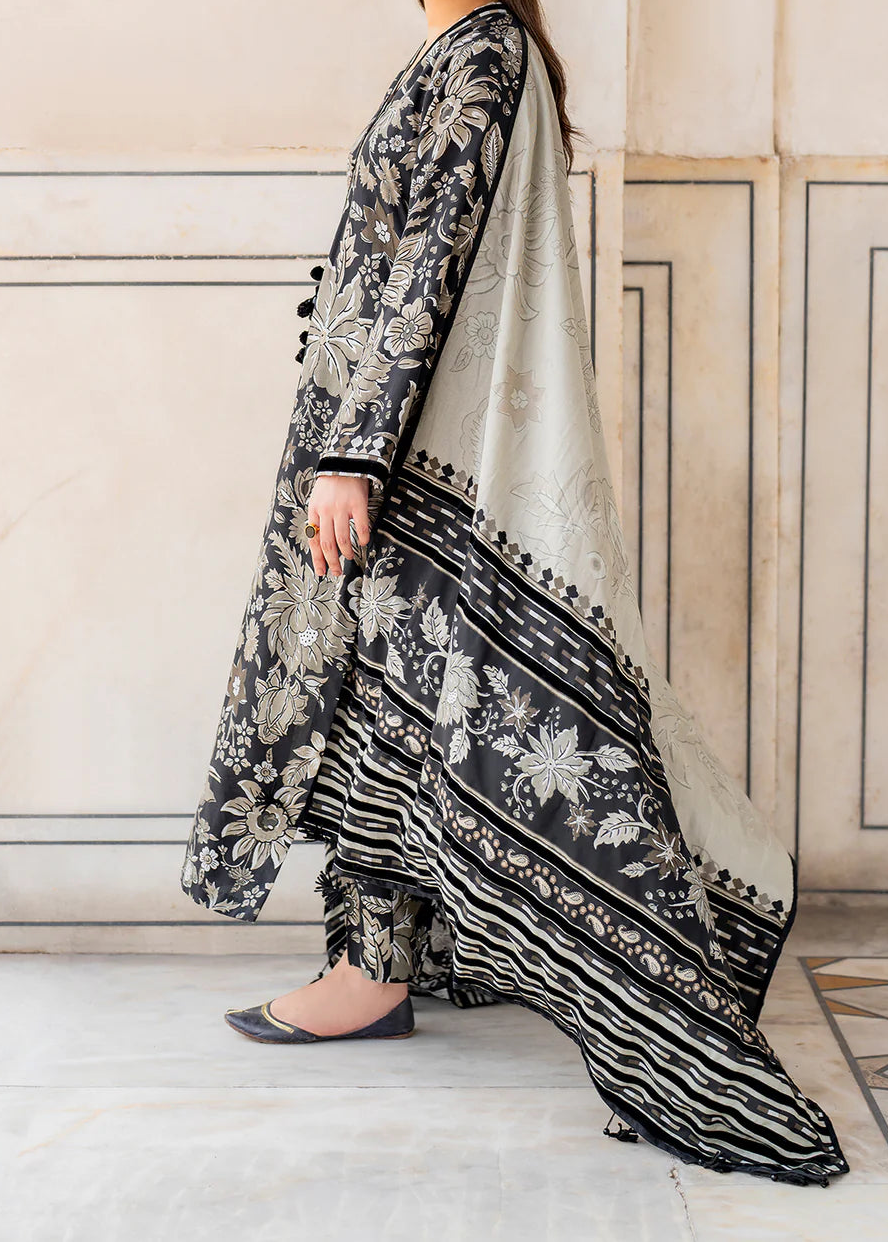 Grace W807 - Digital Printed 3pc Karandi Dress With Digital Printed Karandi Shawl.