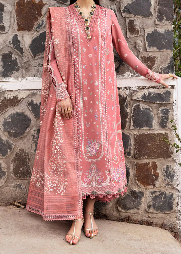 Grace W1019-Embroidered 3pc Marina Dress With Printed Shawl.